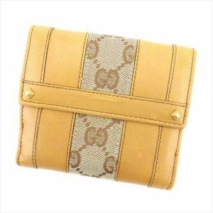 Gucci Wallet Purse G logos Brown Woman unisex Authentic Used T8463